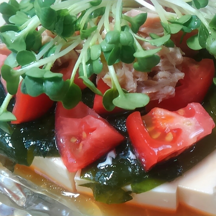 かいわれ大根と豆腐とツナのサラダ